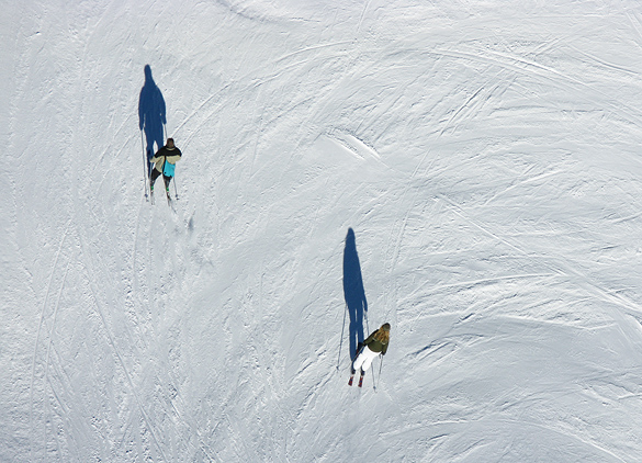 Blick hinunter zur Skipiste